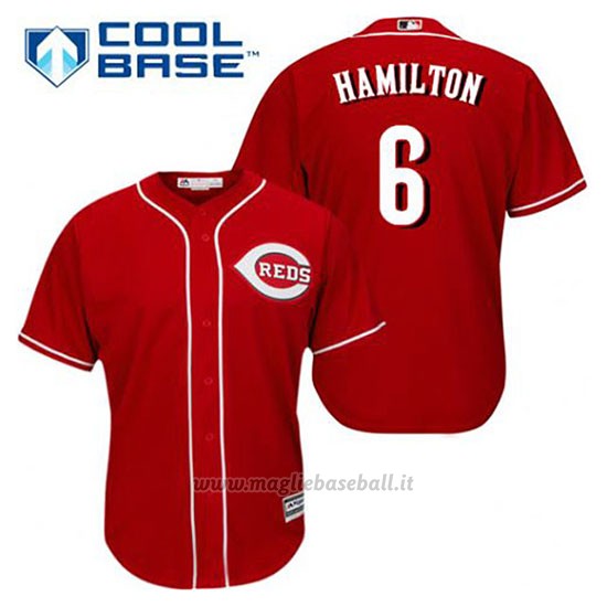Maglia Baseball Uomo Cincinnati Reds Billy Hamilton 6 Rosso Alterner Cool Base